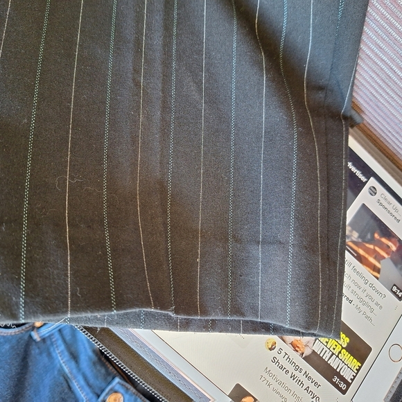 Apt 9 Pinstripe Slacks Black/Blue/Creme Sz12 Straight Leg Front Zip Hi Rise NWOT - Picture 5 of 8